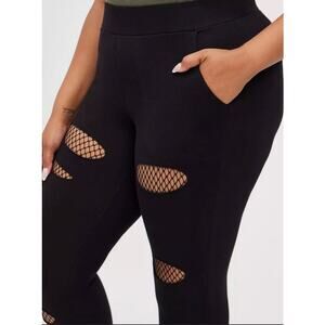 Torrid Full-Length Mesh Slit Pocket Legging fishnet black size 1/XL